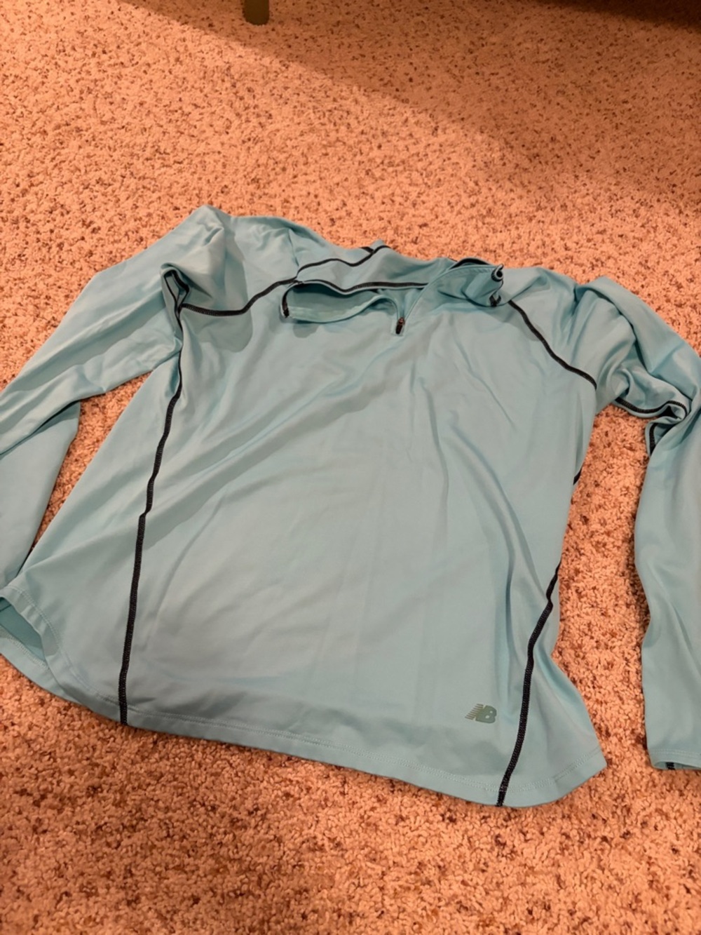 New Balance Light Blue Pullover Hoodie with Contrast Stitching